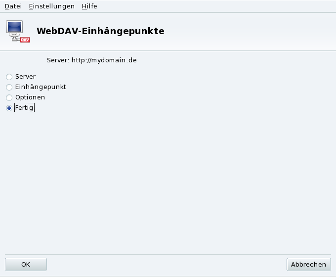 WebDAV Menü