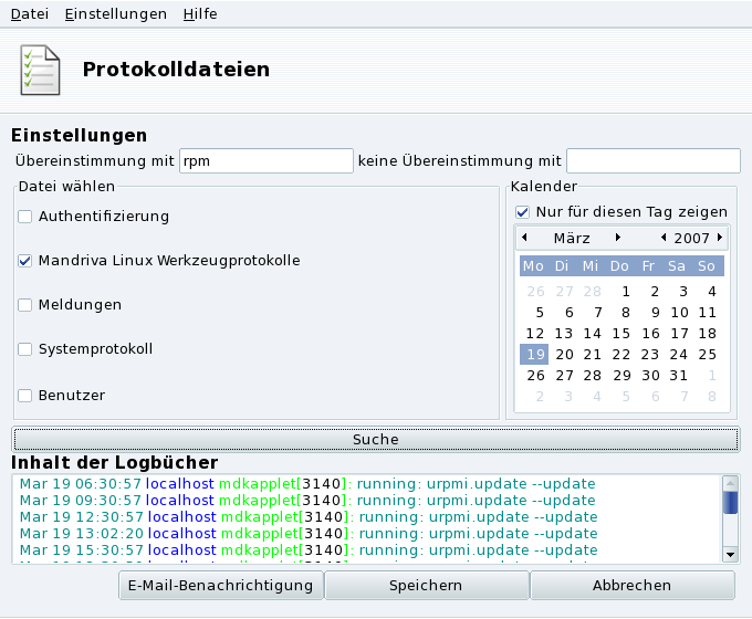 Suche in den Logbüchern Ihres Systems