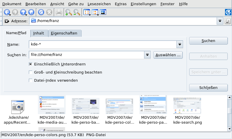 Dateisuche mit Konqueror