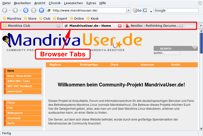 Surfen mit Tabs im Firefox