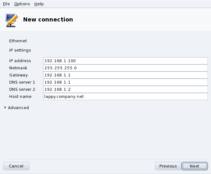 Setting Static LAN Connection Parameters