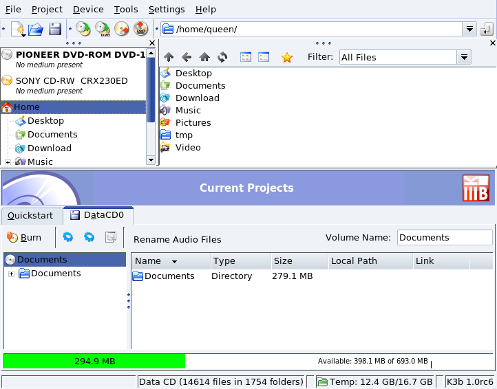 Selecting Files and Directories to Include on a CD