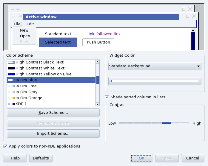 Changing KDE's Color Scheme