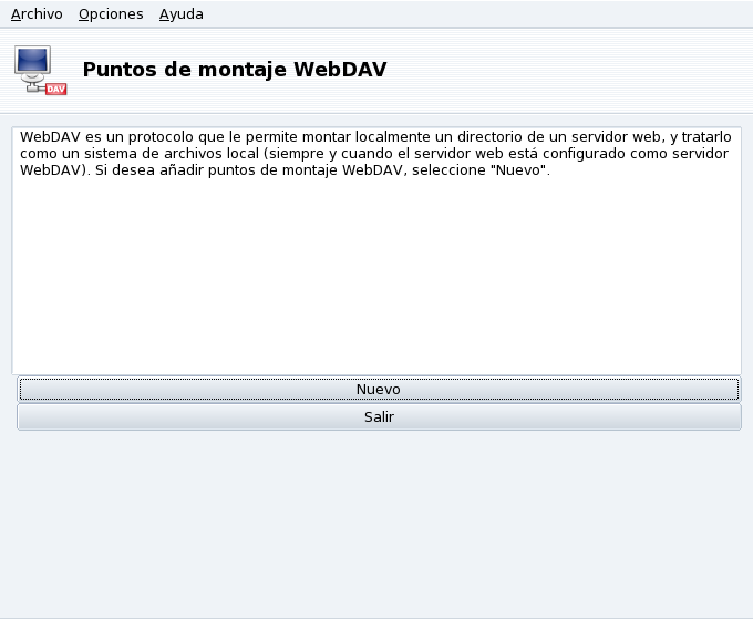 Administrando puntos de montaje WebDAV