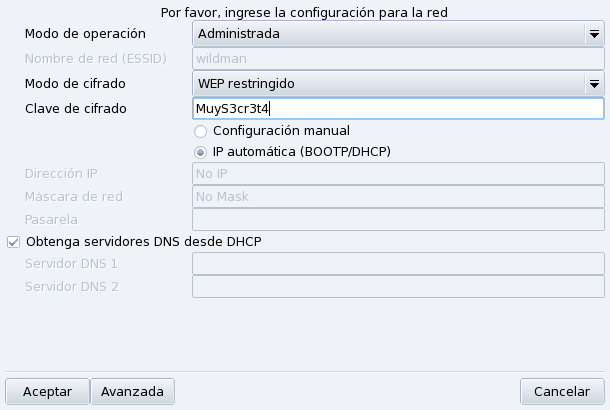 Cambiando la configuración de la red inalámbrica