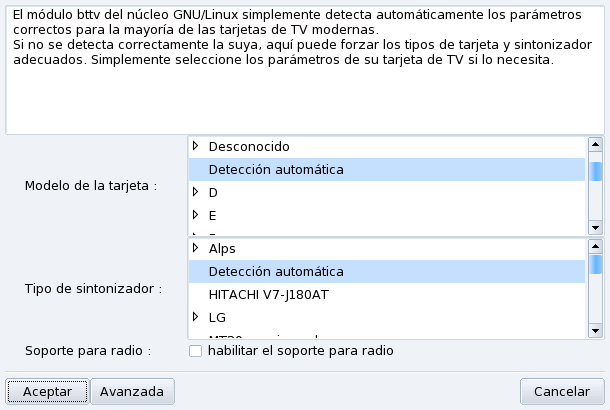 Eligiendo el modelo de tarjeta de TV