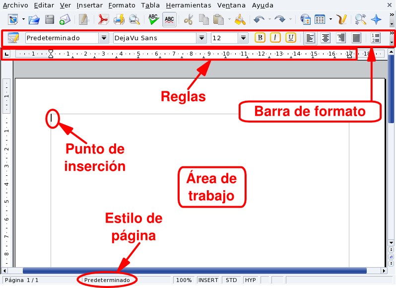 La ventana principal de OpenOffice.org Writer