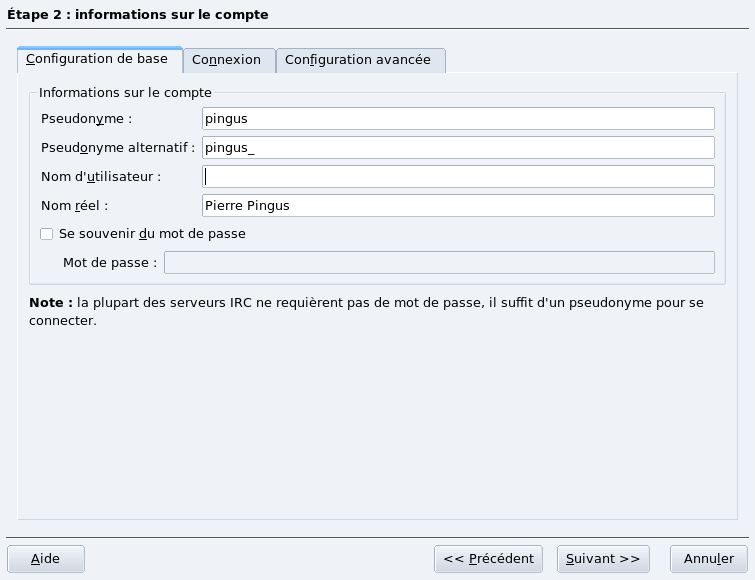 Configuration IRC de base