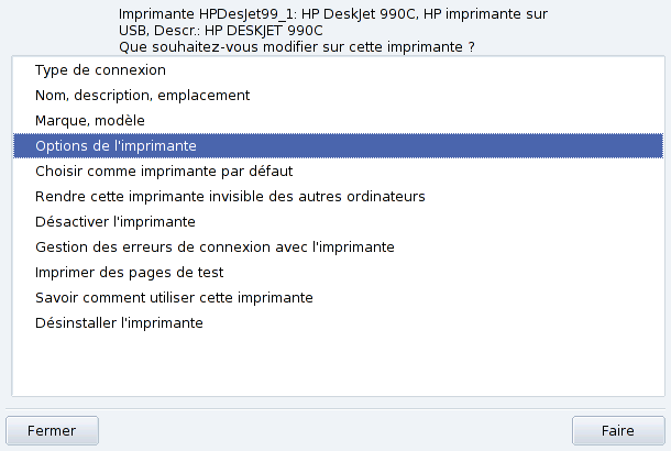 Modification d'une imprimante