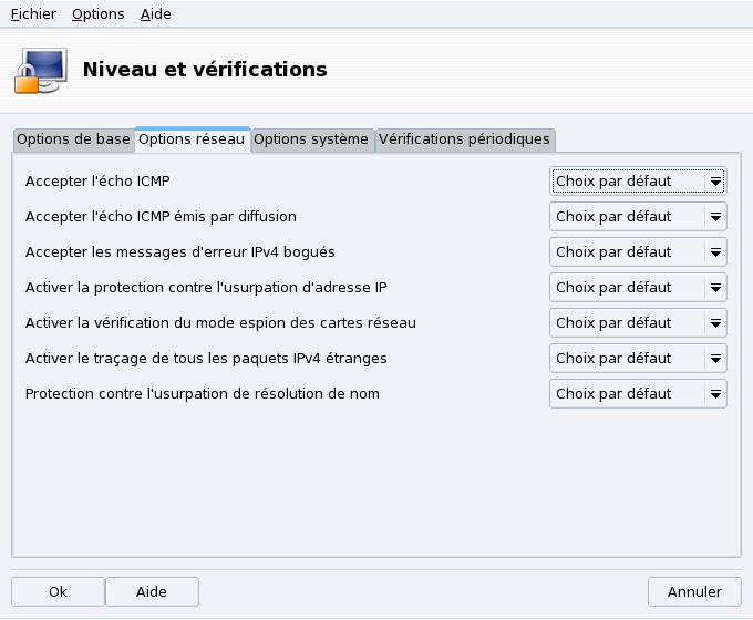 Modification des options MSEC standard